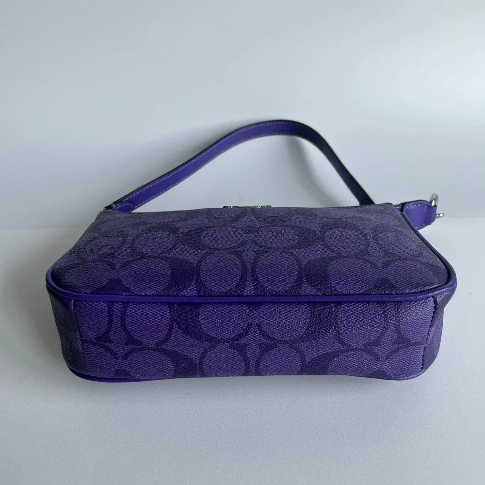 Coach Nolita 19 Purple Signature Canvas Wristlet Handbag C3308
